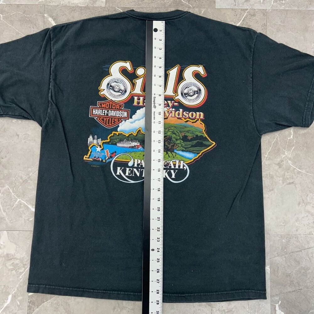 Vintage Harley Davidson Graphic‎ Tee Mens XL Eagle Lightning Distressed Black - Picture 8 of 9